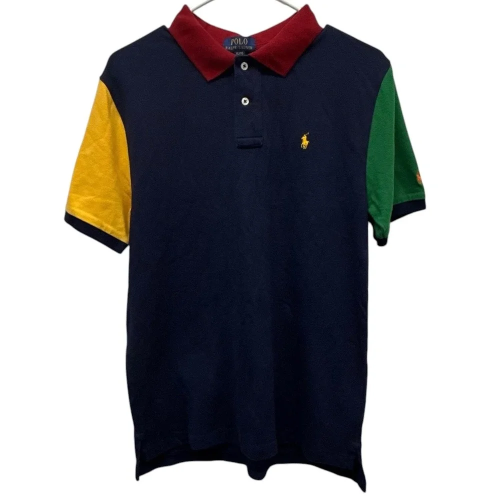Polo Ralph Lauren Kids XL 18-20 Colorblock Polo Shirt Navy Red Yellow Green